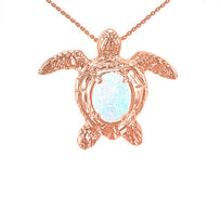 Gold Sea Turtle with Simulated Opal Shell (Available In Yellow/Rose/White Gold)