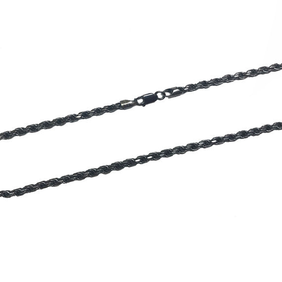 3.5mm .925 Sterling Silver Oxidized Men's Rope Twisted Chain Link Necklace