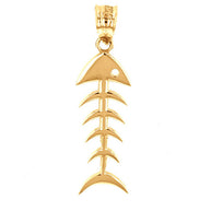 Gold Fish Bone Skeleton Pendant Necklace(Available In Yellow/Rose/White Gold)