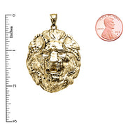 Yellow Gold Textured Lion Pendant