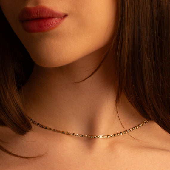 2mm/2.5mm Gold Valentino Chain Link Necklace (Available in Tri-Color Gold)