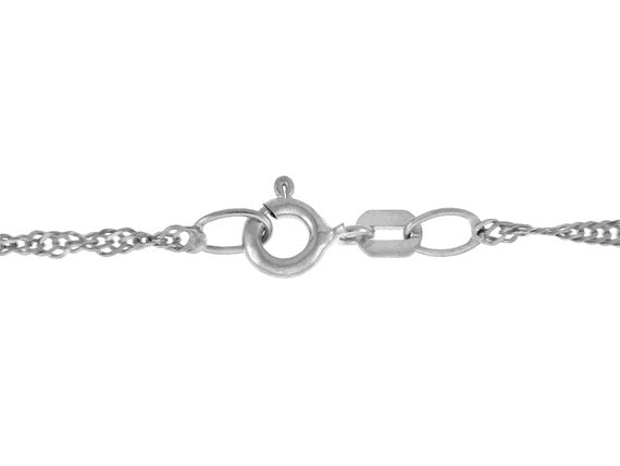 White Gold Women's Singapore Twisted Chain Link Necklace 0.2mm