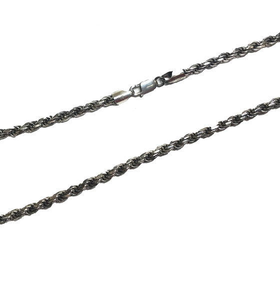 4.5mm .925 Sterling Silver Oxidized Men's Rope Twisted Chain Link Necklace