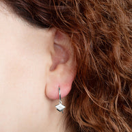.925 Sterling Silver Graduation Cap Drop Huggie Hoop Earrings