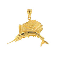 Gold Marlin Swordfish Pendant Necklace (Available in Yellow/Rose/White Gold)