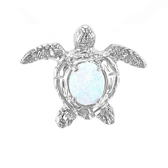 Sterling Silver Sea Turtle with Simulated Opal Shell
