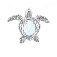 Sterling Silver Sea Turtle with Simulated Opal Shell