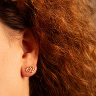 Yellow Gold Infinity Heart Stud Earrings