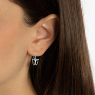 .925 Sterling Silver Butterfly Nature Drop Huggie Hoop Earrings
