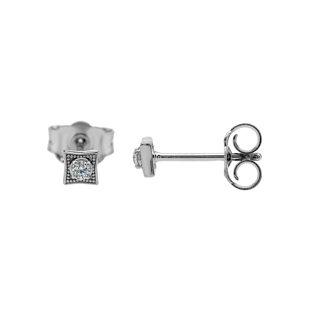 Square 10K Gold with Diamond Stud Earrings(Available in Yellow/Rose and White Gold)