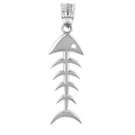 Sterling Silver Fish Bone Skeleton Pendant Necklace