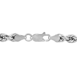 4mm 10K White Gold Diamond Cut Rope Twisted Chain Link Necklace