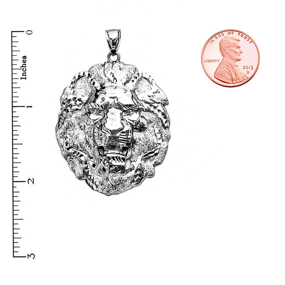 Sterling Silver Textured Lion Pendant