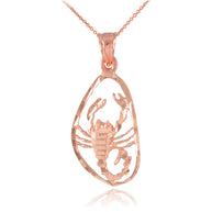Solid Gold Stunning Scorpio Zodiac Charm Scorpion Pendant Necklace(Available in Yellow/Rose/White Gold)