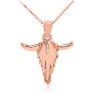 Polished Gold Bull Head Pendant Necklace (Available in Yellow/Rose/White Gold)
