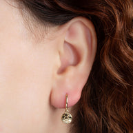 Yellow Gold Soccer Ball Athletic Sports Drop Huggie Hoop Earrings