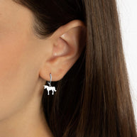 .925 Sterling Silver Unicorn Horse Drop Huggie Hoop Earrings