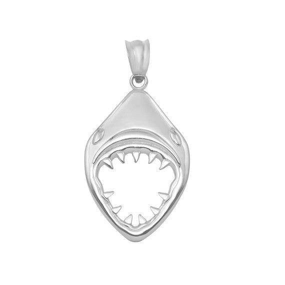 Sterling Silver Great White Shark Jaws Pendant Necklace