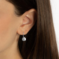 .925 Sterling Silver Baseball Sports Drop Huggie Hoop Earrings