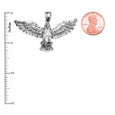 .925 Sterling Silver Diamond Cut American Bald Eagle Pendant Necklace