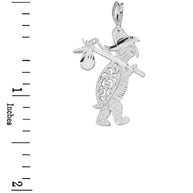 Sterling Silver Diamond Cut Traveling Turtle and Bindle Pendant Necklace