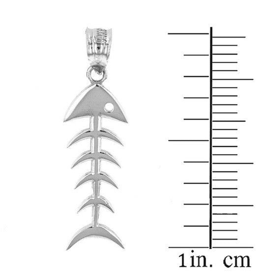 Sterling Silver Fish Bone Skeleton Pendant Necklace