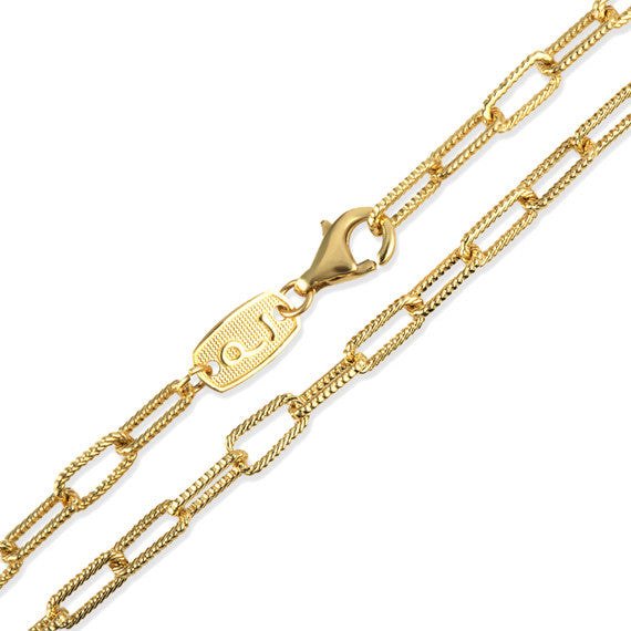 Gold Women's Textured Paperclip Chain Link Necklace (0.37