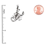 Sterling Silver Detailed Sideways Scorpion Pendant Necklace