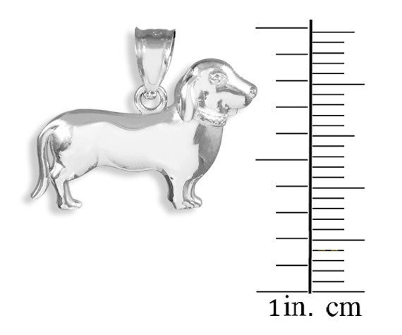 Sterling Silver Weiner Dog Dachshund Puppy Charm Pendant Necklace