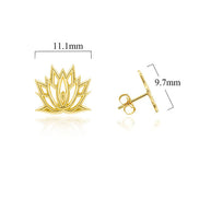 Yellow Gold Lotus Flower Bloom Stud Earrings