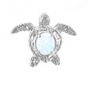 Sterling Silver Sea Turtle with Simulated Opal Shell