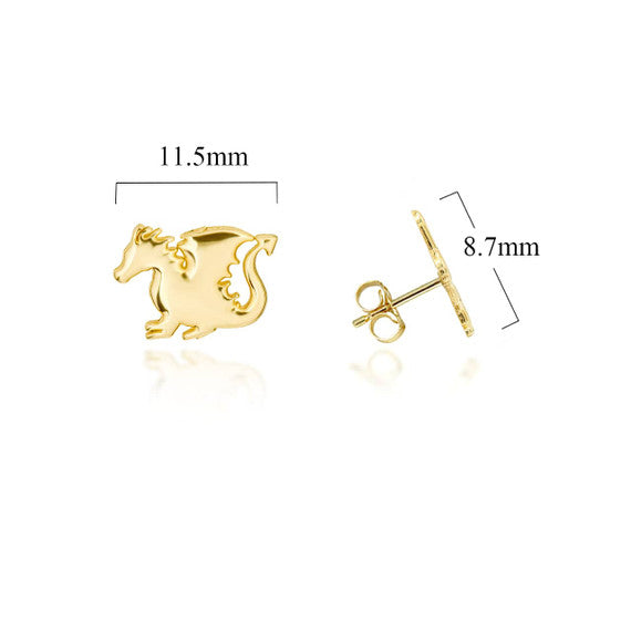 Yellow Gold Dragon Stud Earrings