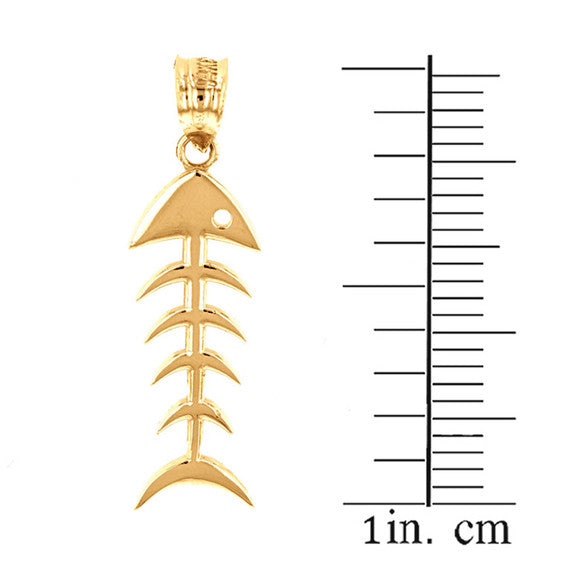 Gold Fish Bone Skeleton Pendant Necklace(Available In Yellow/Rose/White Gold)