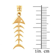 Gold Fish Bone Skeleton Pendant Necklace(Available In Yellow/Rose/White Gold)