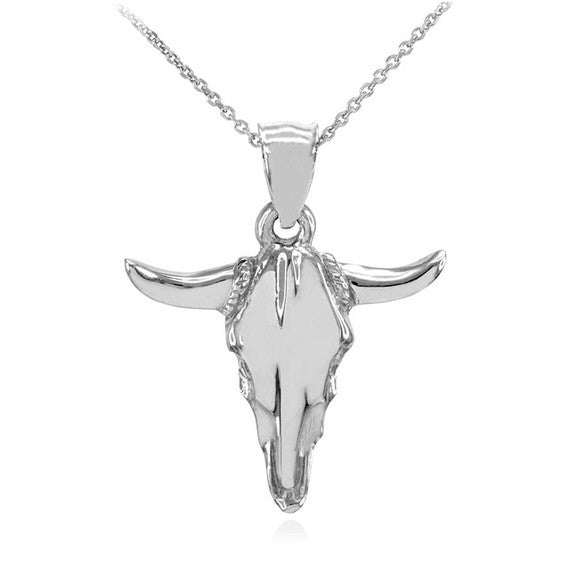 Polished Gold Bull Head Pendant Necklace (Available in Yellow/Rose/White Gold)