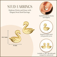 Yellow Gold Elegant Swan Stud Earrings