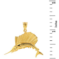 Gold Marlin Swordfish Pendant Necklace (Available in Yellow/Rose/White Gold)
