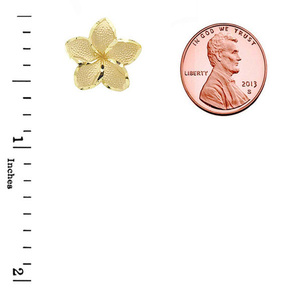 Gold Plumeria Flowers Stud Earrings (Available in Yellow/Rose/White Gold)