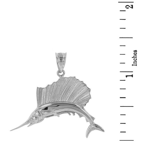 .925 Sterling Silver Marlin Swordfish Pendant Necklace