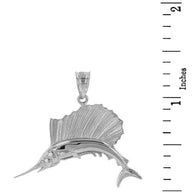 .925 Sterling Silver Marlin Swordfish Pendant Necklace