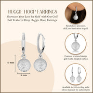 .925 Sterling Silver Golf Ball Textured Drop Huggie Earrings