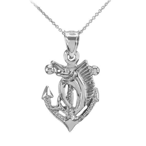 Gold Anchor Marlin Diamond Cut Pendant Necklace(Available In Yellow/Rose/White Gold)