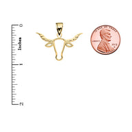 Gold Texas Longhorn Bull Pendant Necklace (Available in Yellow/Rose/White Gold)