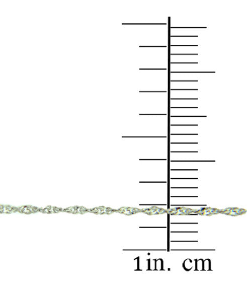 White Gold Women's Singapore Twisted Chain Link Necklace 0.25mm