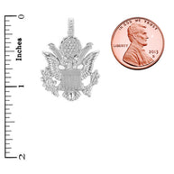Sterling Silver American Eagle Coat of Arms Pendant Necklace