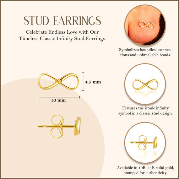 Yellow Gold Classic Infinity Stud Earrings