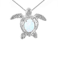 Gold Sea Turtle with Simulated Opal Shell (Available In Yellow/Rose/White Gold)