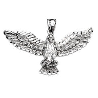 Gold Diamond Cut American Bald Eagle Pendant Necklace (Available In Yellow/Rose/White Gold)