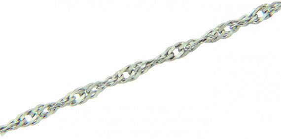 White Gold Women's Singapore Twisted Chain Link Necklace 0.25mm