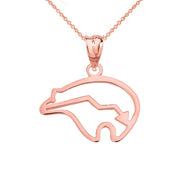 Gold Zuni Bear Heart-Line Cut Out Pendant Necklace(Available in Yellow/Rose/White)